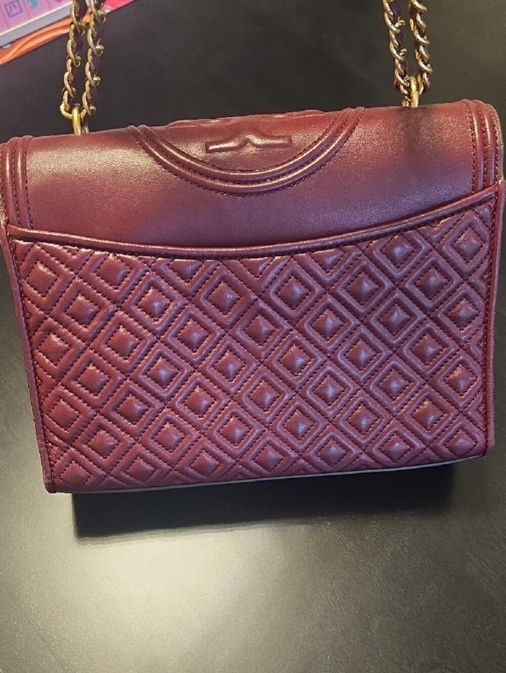 Tory Burch Quilted Leather Shoulder Bag in Deep Burgundy - Picture 6 of 15